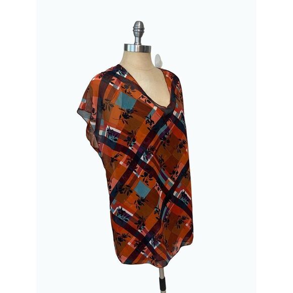 Cabi Oversized Blouse with Tank #3773 Lattice Top Zadie Flower Check Small - Picture 5 of 7